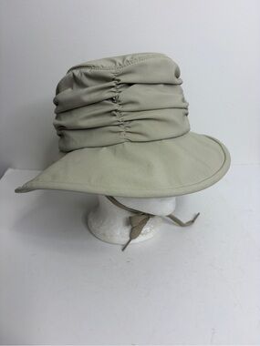 Tilley Ruched Hat Womens Small Beige Summer Sun Made in Canada Vintage Y2K
